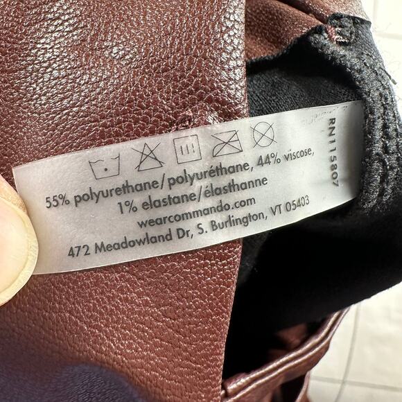 Commando Pants Womens Medium Oxblood Brown Faux Leather Vegan Paperbag Waist - Picture 5 of 12